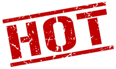 hot red grunge square vintage rubber stampのイラスト素材