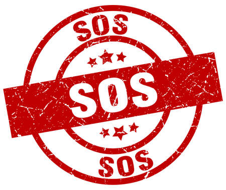sos round red grunge stampのイラスト素材
