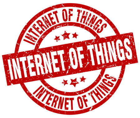 internet of things round red grunge stampのイラスト素材