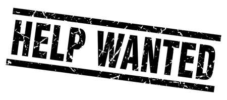 square grunge black help wanted stampのイラスト素材