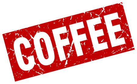 square grunge red coffee stampのイラスト素材