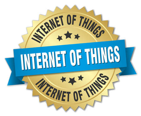 internet of things round isolated gold badgeのイラスト素材
