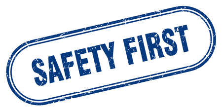 safety first stamp. safety first square grunge sign. safety firstのイラスト素材