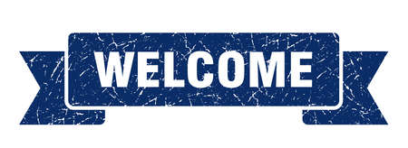 welcome grunge ribbon. welcome sign. welcome bannerのイラスト素材