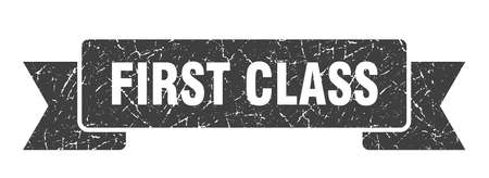 first class grunge ribbon. first class sign. first class bannerのイラスト素材
