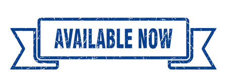 available now grunge ribbon. available now sign. available now bannerのイラスト素材