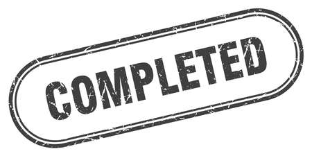 completed stamp. completed square grunge sign. completedのイラスト素材