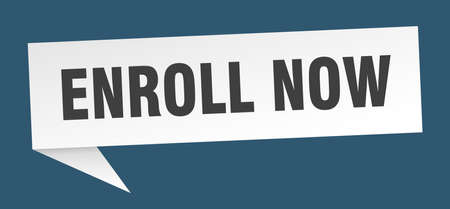 enroll now speech bubble. enroll now sign. enroll now bannerのイラスト素材