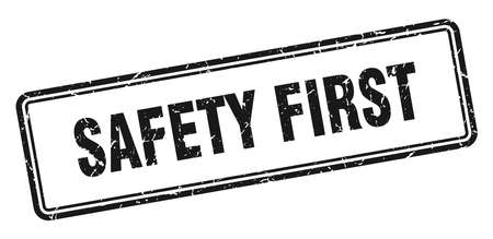 safety first stamp. safety first square grunge sign. safety firstのイラスト素材