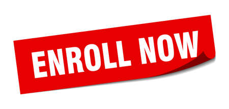 enroll now sticker. enroll now square isolated sign. enroll nowのイラスト素材