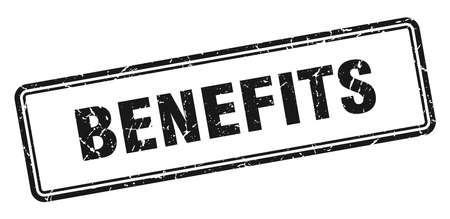 benefits stamp. benefits square grunge sign. benefitsのイラスト素材