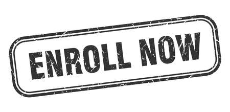 enroll now stamp. enroll now square grunge sign. enroll nowのイラスト素材