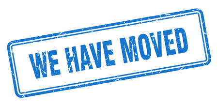 we have moved stamp. we have moved square grunge sign. we have movedのイラスト素材