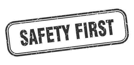 safety first stamp. safety first square grunge sign. safety firstのイラスト素材
