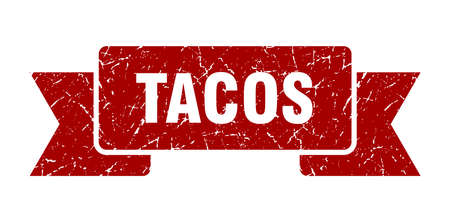 tacos grunge ribbon. tacos sign. tacos bannerのイラスト素材