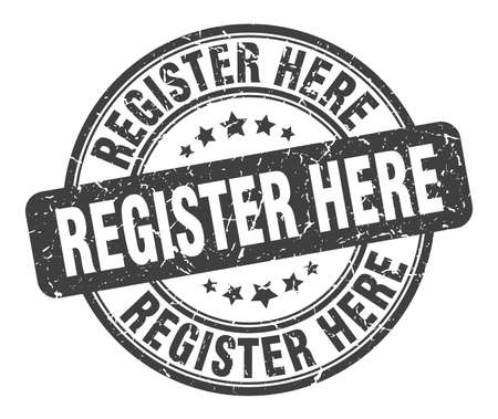 register here stamp. register here round grunge sign. register hereのイラスト素材