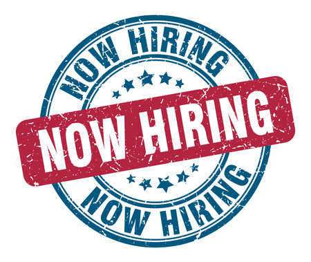 now hiring stamp. now hiring round grunge sign. now hiringのイラスト素材