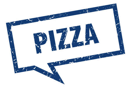 pizza sign. pizza square speech bubble. pizzaのイラスト素材