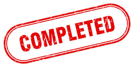 completed stamp. completed square grunge sign. completedのイラスト素材