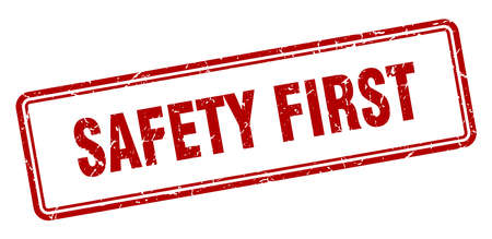 safety first stamp. safety first square grunge sign. safety firstのイラスト素材