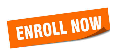 enroll now sticker. enroll now square isolated sign. enroll nowのイラスト素材