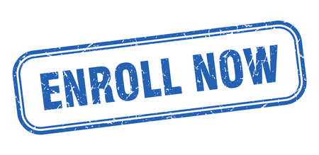 Enroll now stamp. Enroll now square grunge sign isolated on a white background.のイラスト素材