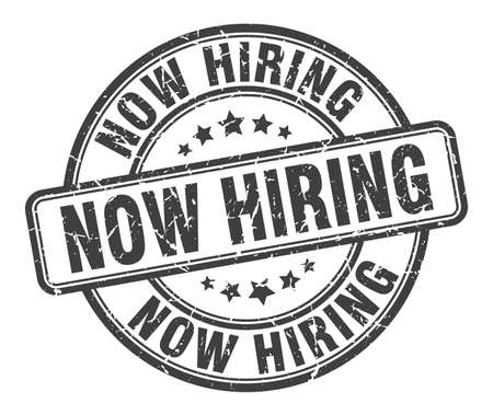 now hiring stamp. now hiring round grunge sign. now hiringのイラスト素材