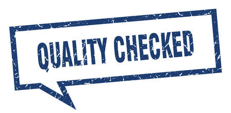 quality checked sign. quality checked square speech bubble. quality checkedのイラスト素材