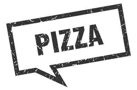 pizza sign. pizza square speech bubble. pizzaのイラスト素材