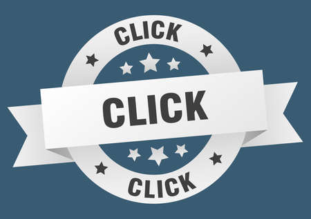 click ribbon. click round white sign. clickのイラスト素材