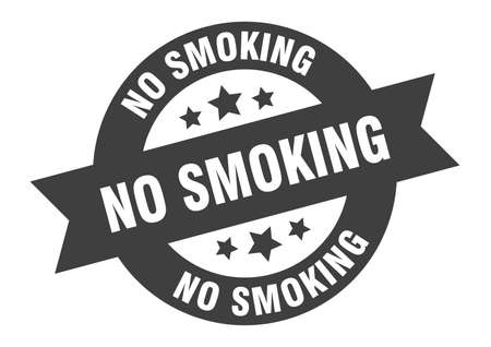 no smoking sign. no smoking black round ribbon stickerのイラスト素材