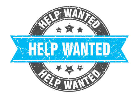 Help Wanted Round Stamp With Turquoise Ribbon Help Wantedのイラスト 素材 ストックフォト 写真素材のstock Foto ストックドットフォト