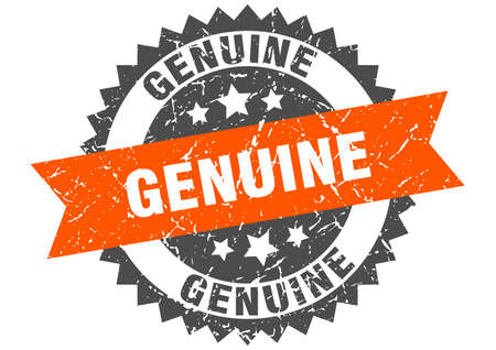 genuine grunge stamp with orange band. genuineのイラスト素材