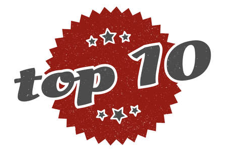 top 10 sign. top 10 round vintage retro label. top 10のイラスト素材