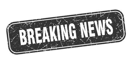 breaking news stamp. breaking news square grungy black sign.のイラスト素材