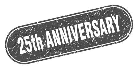 25th anniversary sign. 25th anniversary grunge black stamp. Labelのイラスト素材