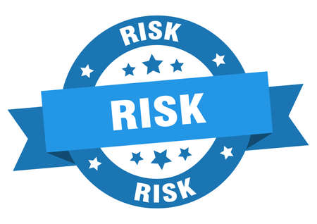 risk round ribbon isolated label. risk signのイラスト素材