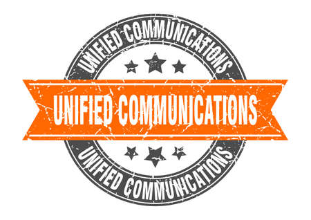 unified communications round stamp with ribbon. sign. labelのイラスト素材