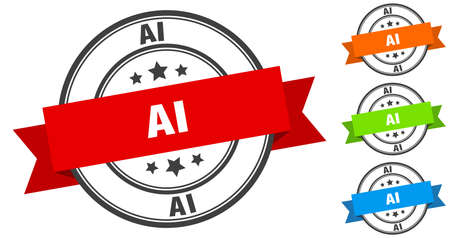 ai stamp. round band sign set. ribbon labelのイラスト素材