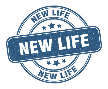 new life stamp. new life sign. round grunge labelのイラスト素材
