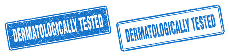 dermatologically tested square stamp. dermatologically tested grunge sign setのイラスト素材