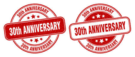 30th anniversary stamp. 30th anniversary sign. round grunge labelのイラスト素材