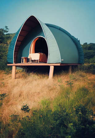 glamping in the beautiful countryside. luxury glamping. glamorous campingの写真素材