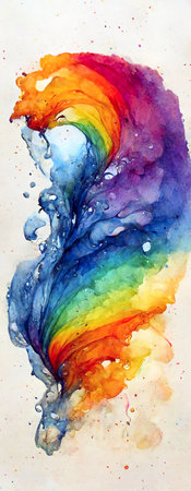 Colourful splashes. Abstract rainbow coloured watercolor background. Watercolor rainbow splashの写真素材