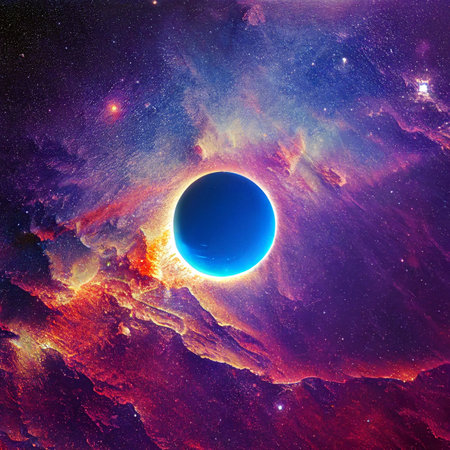 Science fiction nebula background. Space background. Nebula, stars, deep space