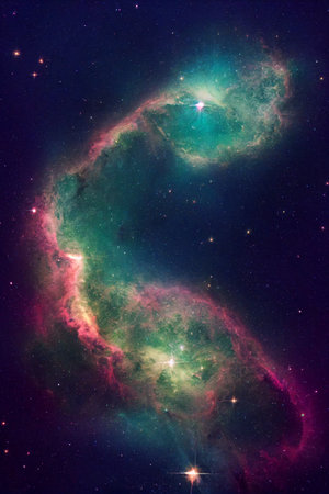 Science fiction nebula background. Space background. Nebula, stars, deep spaceの写真素材