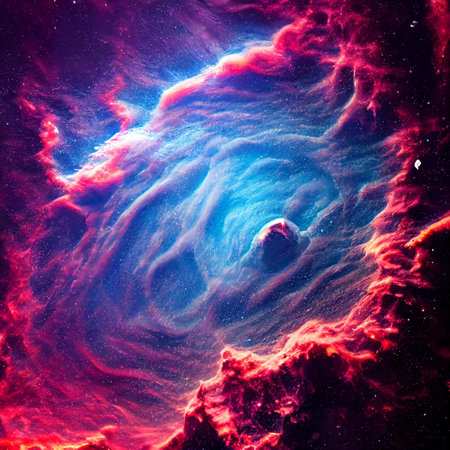 Science fiction nebula background. Space background. Nebula, stars, deep space