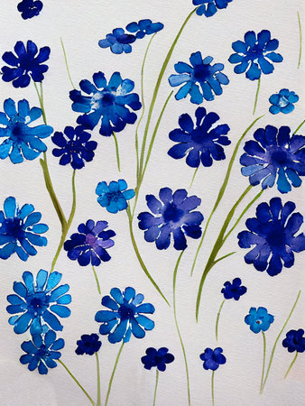 forget me not. small flowers on white background. watercolor floral backgroundの写真素材