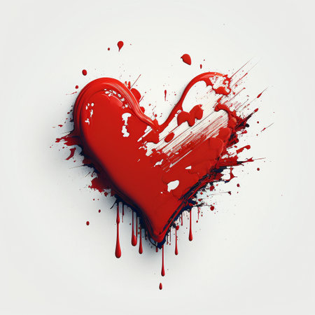 Valentine's day wallpaper. Heart made of paint on a white background. Heart. Love posterの写真素材