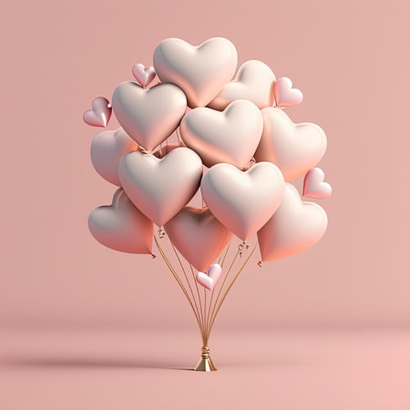 Heart shaped balloons. Heart balloon on pink background. Valentines day background. Symbol of love. Love background. Valentines day illustration.の写真素材